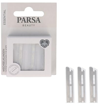 PARSA Beauty Wechselklinge für Augenbrauen Trimmer, 3 Stück | Scharfe Rasierklingen aus Japanischem Stahl, 100% rPET, langlebige Klingen für Augenbrauenrasierer Trimmer, Einfacher Wechsel