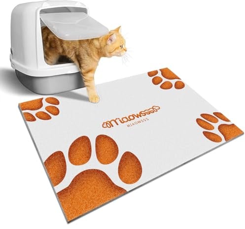 Niedliche Katzenstreumatte, 61 x 40,6 cm, leicht zu reinigen, rutschfeste Fangmatte für Katzentoilette und Katzenstreu, niedlicher kleiner Teppich zum Auffangen von Streu, Indoor-Katzenzubehör