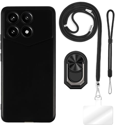 TPU Handyhülle Set mit Handschlaufe, Umhängeband und Ringhalter Kompatibel mit Xiaomi K70 Pro 5G Champion Edition, Stoßfest, Schlank, Verstellbar, Freihändig, Robust