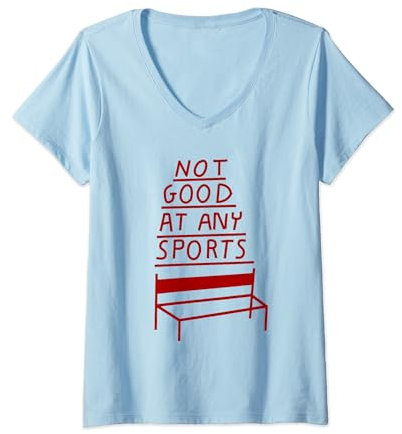 Damen NOT GOOD AT ANY SPORTS X Unsportlich Fitness Gym Training T-Shirt mit V-Ausschnitt