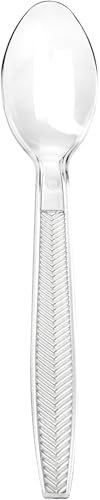 Signature Packaging - Re-usable Plastic Dessert Spoons 100 Pack - Heavy Duty Party Cutlery