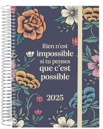 Finocam Spiral-Design-Kalender Kollektion 2025, 1 Tag pro Seite, Januar 2025 – Dezember 2025 (12 Monate), Französisch nicht möglich