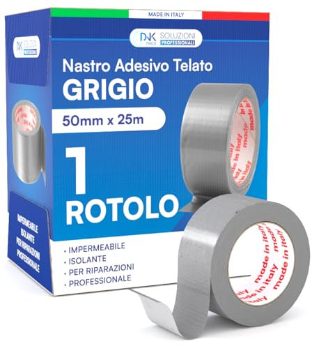 DNK TRADE Cinta adhesiva de tela americana de 50 mm x 25 m, color gris, aislante e impermeable para reparaciones profesionales y bricolaje, adherencia multisuperficie, metal, plástico y madera – 1