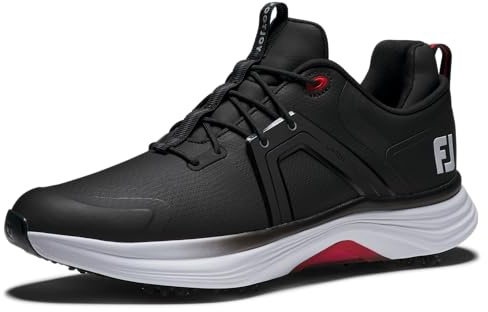 FootJoy Men's Hyperflex Golf Shoe, Black/White/Red 11 UK Medium