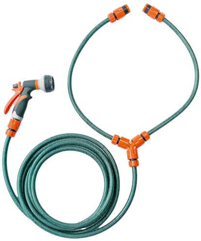Dog Shower Mixer Kit with EXTRA LONG hose for Outdoor Hot and Cold Taps. The Perfect Dog Washer for Cold Muddy Paws. Ideal for use in Gardens or Dog Baths. Incl hose gun & all fittings. BRITISH Design