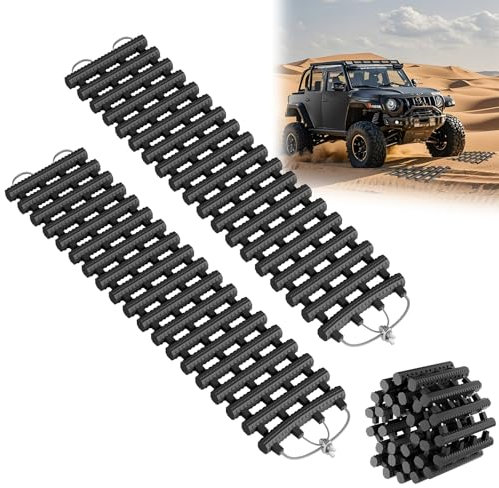 UISEBRT 2er-Set Auto Anfahrhilfe 80 x 21 cm Traktionshilfe Schwerlast Gummi Anfahrtshilfe Set Traktionsmatte mit Tragetasche Schwarz Wohnmobil Sandbleche für KFZ Auto Winter
