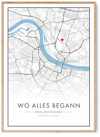Einzugsgeschenk Wohnung Haus Wo alles begann - personalisierte Stadtkarte, Koordinaten Bild, Zuhause Poster, Geschenk zum Einzug, Stadtkarte Umzug, Karte Haus, Hochzeitsgeschenk, ohne Rahmen