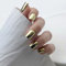 Chrome False Nails Short, SXVME Metallic Light Gold Press On Nails Short Square, Glitter Shine Fake Nails Glue on Nails Cute, Mirror Acrylic Stick on Nails for Women Daily & Party Wear