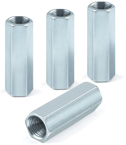 Lot de 4 écrous longs M8 x 30 mm Jeboler - Manchons filetés hexagonaux en acier galvanisé - Écrous de connexion hexagonaux - Manchons filetés - Manchons d'écartement - Écrous hexagonaux longs pour la