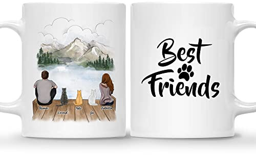 DPgUfPV Taza personalizada (3 gatos) taza de mejores amigos para gato, taza personalizada para gatos, taza de gatos personalizada, taza de gatos, taza personalizada para gatos, taza personalizada para