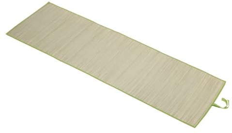 Idena 50127 Strandmatte aus Bast, Grün, 60 x 180 cm | Stoffeinfassung, Zusammenrollbar, Für Strand, Freibad, Garten und Urlaub