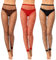 Geyoga 3 Pares Medias Red Cintura Alta sin Pies Pantimedias Rejilla Brillantes(Negro, Rojo, Café,M)