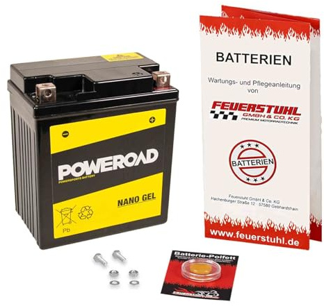 Batterie passend für Vespa GTS SuperTech 125, 2019-2024, wartungsfrei | Gel, einbaufertig, startklar, auslaufsicher, von Poweroad, inkl. 7,50€ Batteriepfand