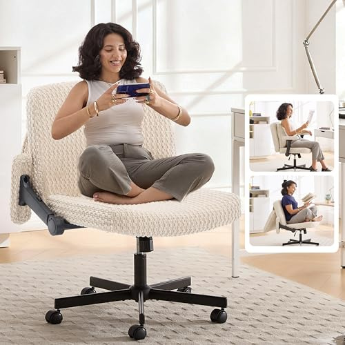 Fizzi Breiter Schreibtischstuhl Ergonomischer Bürostuhl Schneidersitz | 125° Neigefunktion, 10 cm dickes Polster, ideal für Homeoffice, Büros und komfortables Sitzen im Schneidersitz