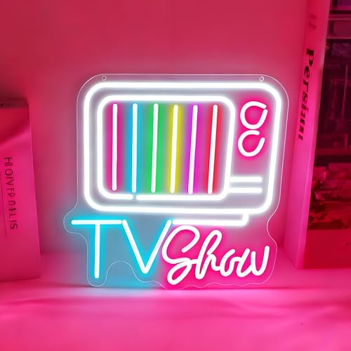 TV Show Neon Schild, LED Bunt TV Neon Sign für Wand Deko, Dimmbare Neonlichter USB Power für Schlafzimmer Wohnzimmer Home Bar Pub Club Party Spielzimmer