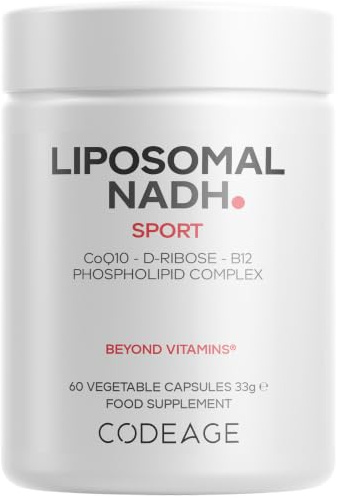 Codeage Liposomal NADH Sport, CoQ10, D-Ribose, Vitamin B12, 60 Capsules | NADH with CoQ10, D-ribose, vitamin B12, liposomal delivery from sunflower phospholipids. Gluten-free, vegan, non-GMO.