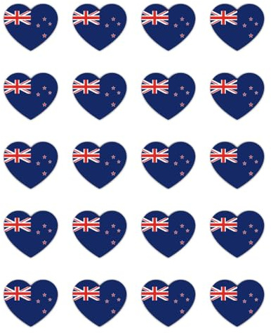 Aufkleber: 25 mm, 20 Stück - 20 Herz‑Flagge Neuseeland Sticker Aufkleber Vinyl 25 mm 2,5 cm wetterfest Set Deko Koffer Laptop Schule