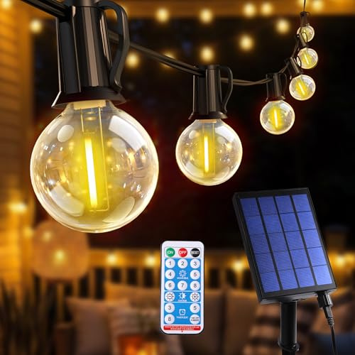 Lichterkette Außen Solar, LED Solar Lichterkette Outdoor 18M 30+4 G40 Plastik Dimmbar Glühbirnen, Solarlichterkette Aussen mit Fernbedienung 8 Modi 3 Timer IP44 Wasserdicht für Balkon Garten Pavillon