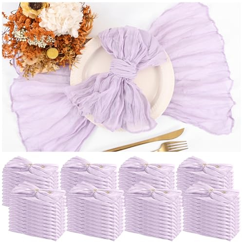 84 Pack Gaze-Käsetuch-Servietten 50 x 50 cm Lila geknitterte Dinner-Servietten, rustikale Boho weiche Stoffservietten für Hochzeit Party Event Tischdekoration