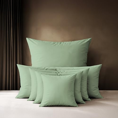 Lavea® 2er Set Kissenbezug 80x80 cm - Eukalyptus | 100% Baumwolle – Flauschige Kissenhülle mit Reißverschluss, weiche Kopfkissenbezüge, OEKO-TEX® zertifiziert, Serie Jasmin