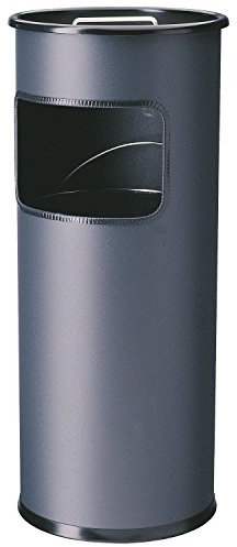 Durable 333058 Papelera metálica de 17 litros con cenicero integrado de 2 litros, antracita