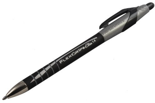 Paper Mate Flexgrip Elite Ball Pen Retractable 1.4mm Tip 1.0mm Line Black Ref S0767600 [Pack 12]