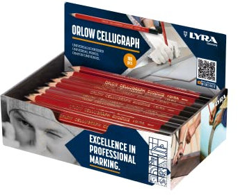 Lyra L1940103, LYRA ORLOW CELLUGRAPH Universalschreiber dreiflächig 24 cm lang, Bleistift in Profi-Ausführung, ideal für Markierungen auf allen glatten Oberflächen, Box mit 100 Stück