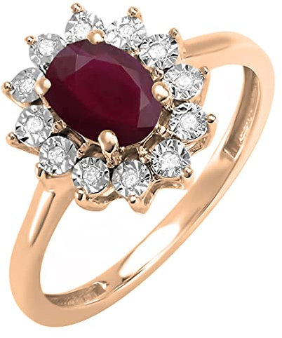 DazzlingRock Collection - 14 Kt Rotgold Rundschliff I-J rot Diamant Rubis