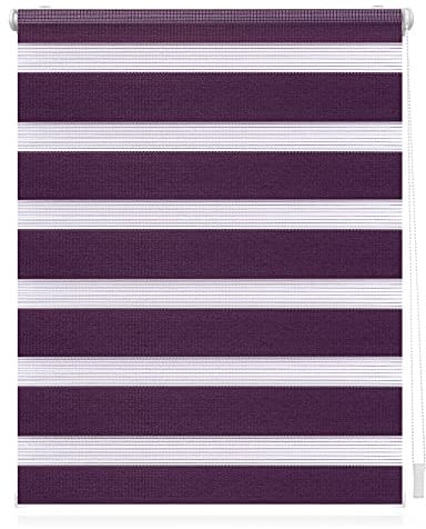 Lichtblick Doppelrollo Klemmfix ohne Bohren, Streifen, Blickdicht, Klemmträger-Montage, Sichtschutz, Wandmongtage, Deckenmontage, für Fenster und Türen Brombeer,90 cm x 220 cm (B x L)