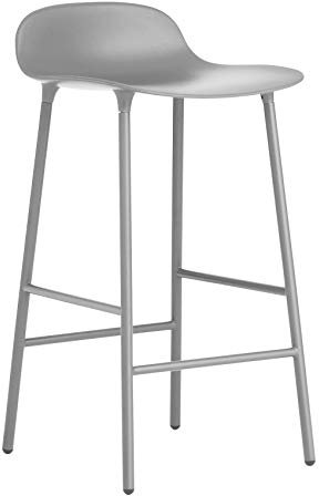 Normann Copenhagen Form Barstuhl aus Stahl und Plastik in der Farbe Grau Sitzhöhe: 65cm, Maße: 42,5cm x 42,5cm x 77cm, 602775