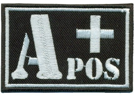 A+POS wh Blutgruppe Positiv Military Survivor Biker Rotkreuz Abzeichen Aufnäher