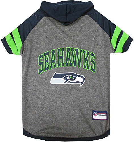 Pets First NFL Seattle Seahawks Hoodie für Hunde & Katzen NFL Football Lizenziertes Hund Hoody Tee Shirt Medium Sport Hoody T-Shirt für Haustiere Lizenziertes sportliches Hundeshirt