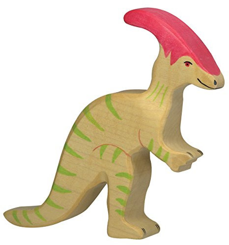 cama24com Parasaurolophus Dinosaurier Dino Holzfigur Holzspielzeug von Holztiger mit Palandi® Sticker