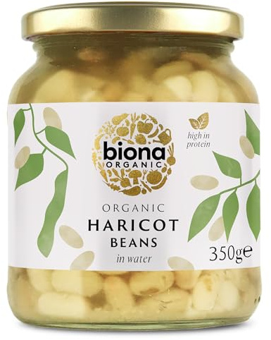 Biona Haricot Beans 350g - Organic - in Glass Jars - BPA Free Lids - Vegan