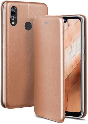 ONEFLOW Business Case für Huawei P20 Lite Handyhülle klappbar mit Standfunktion, Klapphülle Flipcase Cover Dünn, PU Leder Hülle mit Kartenfach, 360 Grad Schutzhülle, Rosegold