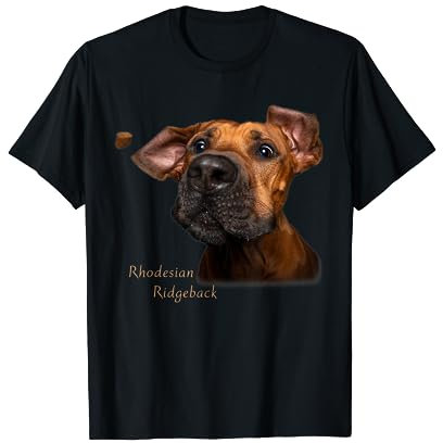Ridgebackshop Rhodesian Ridgeback T-Shirt Schwarz S Klassische Passform Kurzarm Pull-On Rundhals Cartoon T-Shirt Herren Damen Unisex Kinder