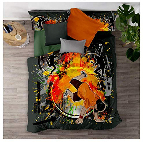 Timiany Bettbezug Bettwäsche Set, 3D Graffiti Hip Hop Drucken Bettwäsche-Set Deluxe Mikrofaser Weiche Mit Reißverschluss Bettbezug Und Kissenbezüge (Straße Graffiti,135x200+80x80)
