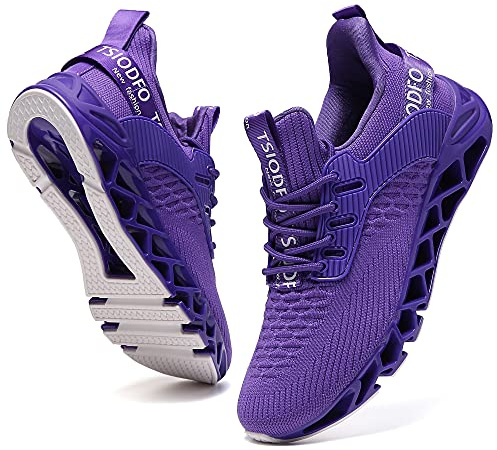 Ezkrwxn Scarpe da corsa da uomo antiscivolo da tennis atletico da passeggio, Viola, 42.5 EU