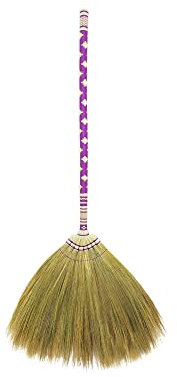 Asian Broom Whisk Broom Thai Natural Grass Broom Solid Wood Handle,Witch Broom, Broom for Floor Cleaning,House, Kitchen, Office (Purple) 40 Inch Asian Straw Broom for Wedding Jumping