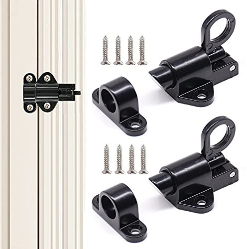 2 Stücke Automatische Türriegel,Automatische Verriegelung Türriegel,Spring Bounce Türschraube,Federverriegelung mit Schrauben,für Fenster,Holztüren,Schranktüren,Balkontüren,Gartentüren(Schwarz)