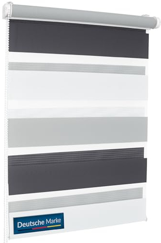 TEXMAXX® Doppelrollo Klemmfix ohne Bohren - 105 x 100cm (Stoffbreite 101 cm) Schwarz-Grau-Weiß/Rollos für Fenster ohne Bohren/Fensterrollo innen ohne Bohren/Doppelrollo ohne Bohren inkl. Zubehör