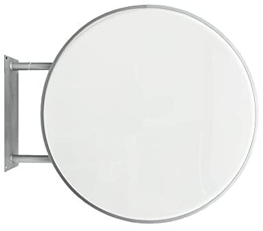 Insegna luminosa a LED con illuminazione su entrambi i lati, per esterni, 80 x 80 cm, rotonda, per pubblicità esterna (argento)