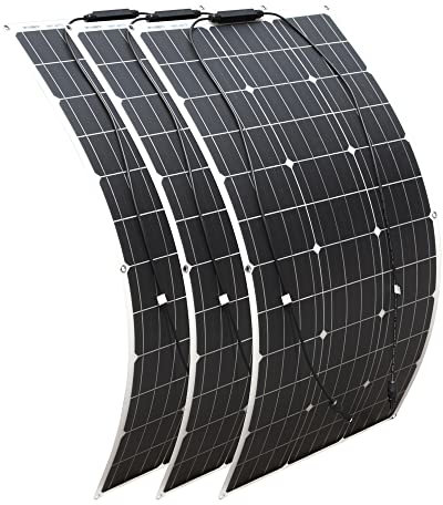 300W 12V Panel solar 3 piezas 100W Kit solar mono flexible Cargador solar ultrafino ligero para batería de 12V en casa (3 * 100W)