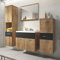 PIASKI Conjunto de Muebles de baño Alba, Juego de Muebles de baño, Lavabo Incluido, Muebles de baño Colgantes, Distintos Colores (Castaño/Negro Mate)