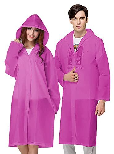 Vicloon Poncho Impermeabile, per Adulti Portatile Eva Trasparenti Riutilizzabili, Cappotto di Pioggia per Uomo e Donna per Pesca, Parchi Acquatici e Altro Ancora (Pink)