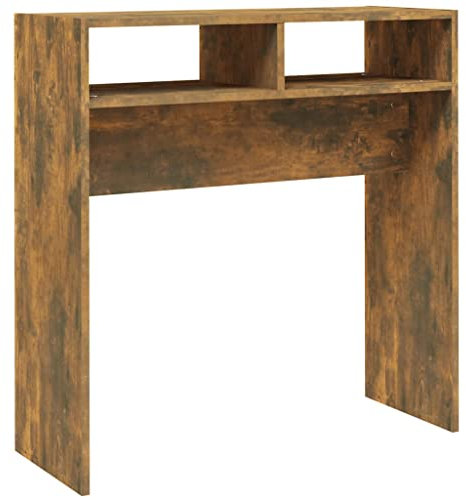 vidaXL Table Console Table d'Appoint Table d'Entrée Meuble de Rangement Couloir Salon Intérieur Chêne Fumé 78x30x80 cm Bois d'Ingénierie