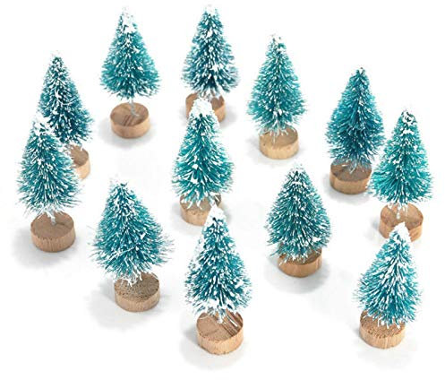 Pomrone Mini Weihnachtsbaum 12 Stück Künstlich Deko Klein Tannenbaum Miniatur Zeder Tanne Mit Schnee-Effek Grün Christbaum Weihnachtsdeko Für Tischdeko Basteln Schaufenster (3.5/4.5/6.5cm Höhe)