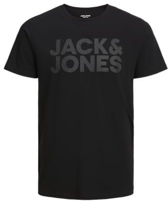 JACK & JONES Jjecorp Logo Tee SS O-Neck Noos T-Shirt, Noir, Coupe : Slim, Grand imprimé, Noir, M Homme
