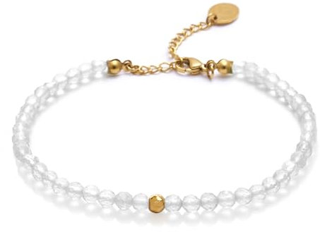 BERGERLIN Bergkristall Armband durchsichtig - transparentes Armband - Gold - M-L