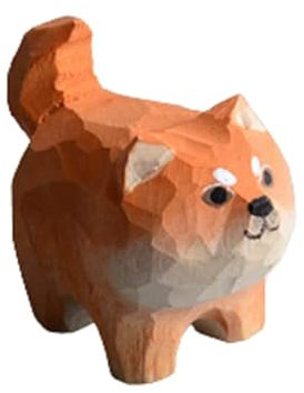 Handgefertigte Holzschnitzerei Basteln Katze Deko Figur (Akita Dog)